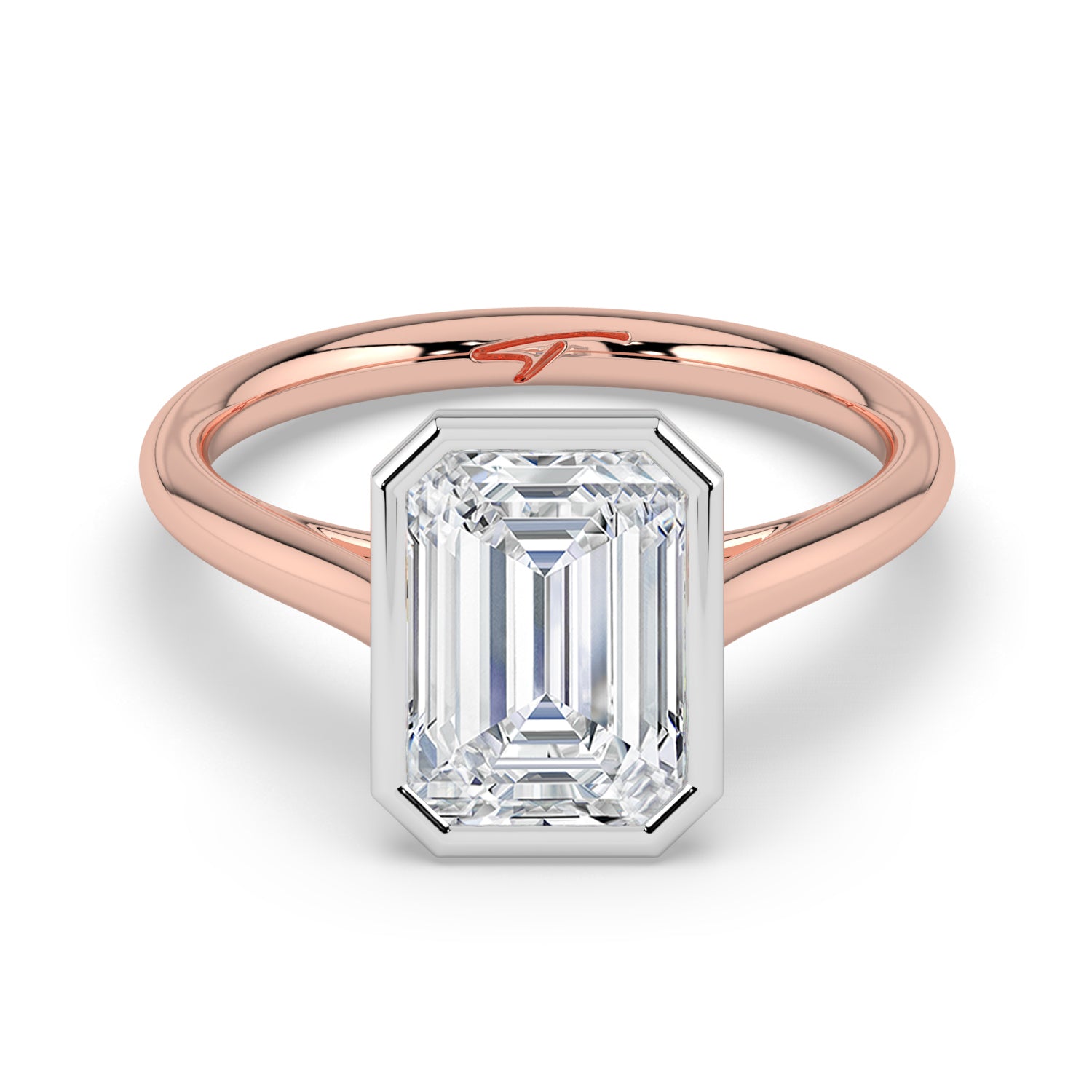 The Polaris Ring - Emerald Bezel Solitaire