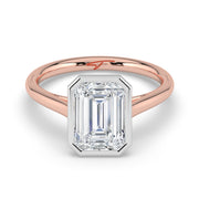 The Polaris Ring — Emerald Bezel Solitaire Lab-Grown Diamond Engagement Ring in Two-Tone Rose and White Gold | The Jewel Concierge