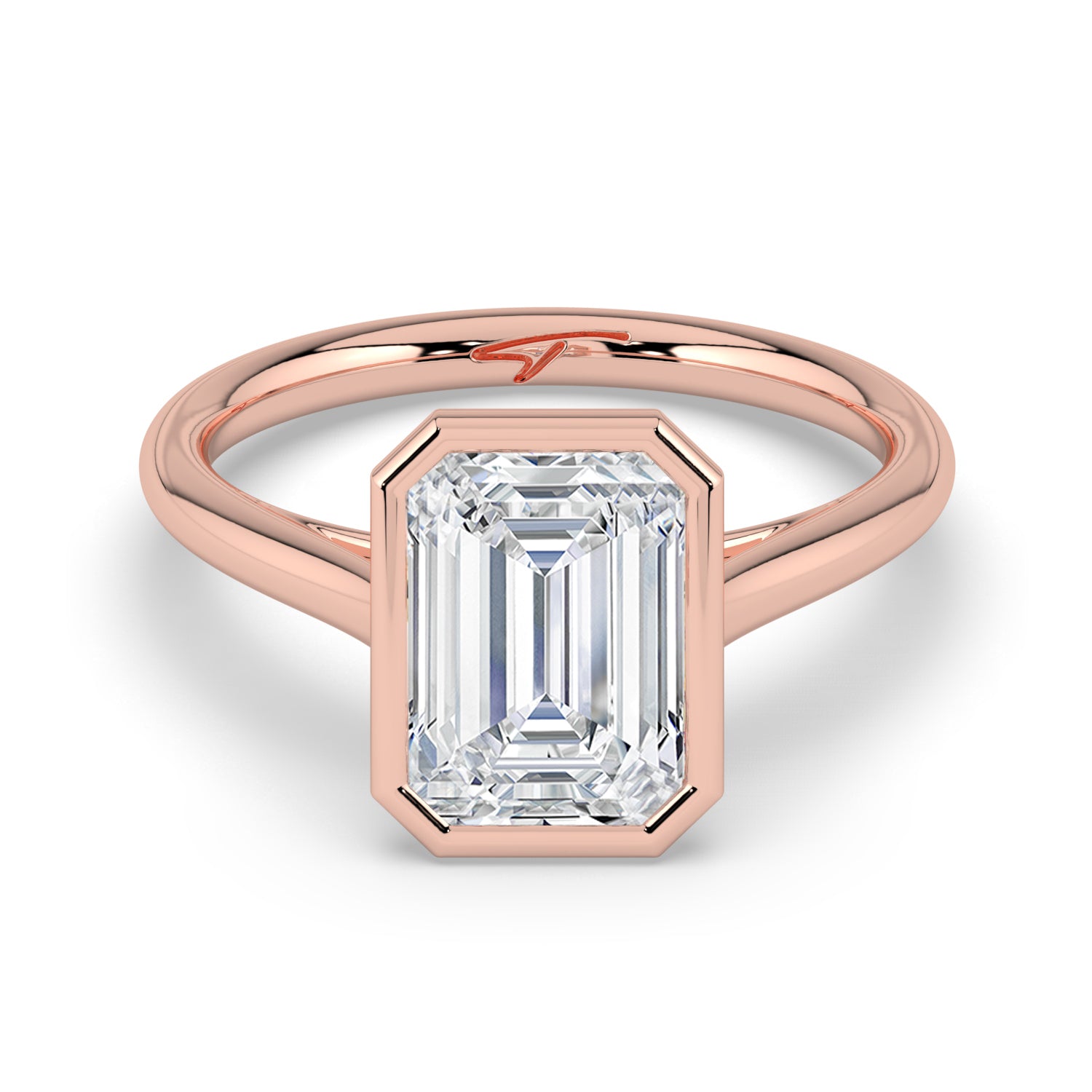 The Polaris Ring - Emerald Bezel Solitaire