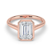 The Polaris Ring — Emerald Bezel Solitaire Lab-Grown Diamond Engagement Ring in Rose Gold | The Jewel Concierge