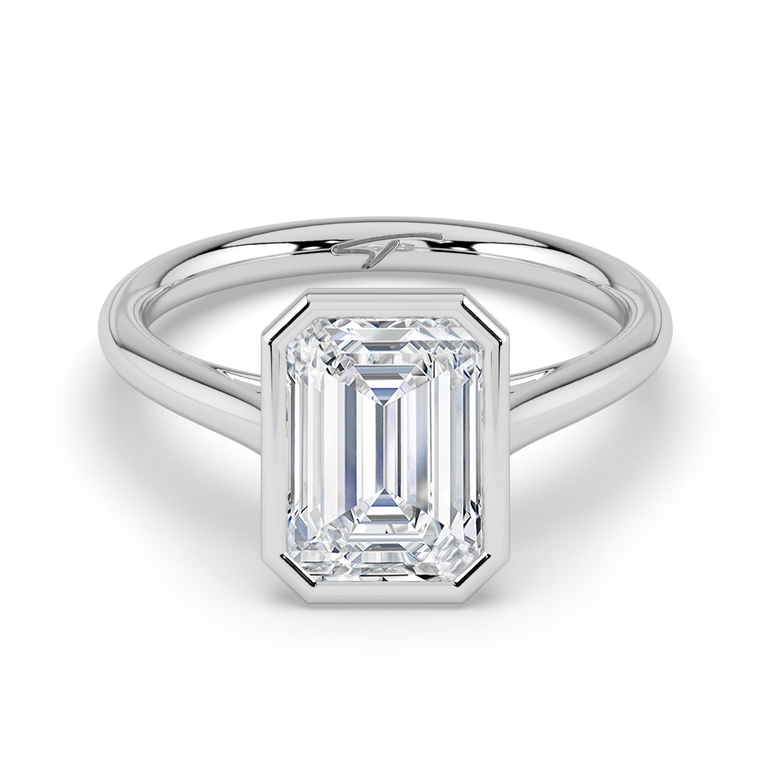 The Polaris Ring - Emerald Bezel Solitaire