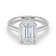 The Polaris Ring — Emerald Bezel Solitaire Lab-Grown Diamond Engagement Ring in White Gold | The Jewel Concierge
