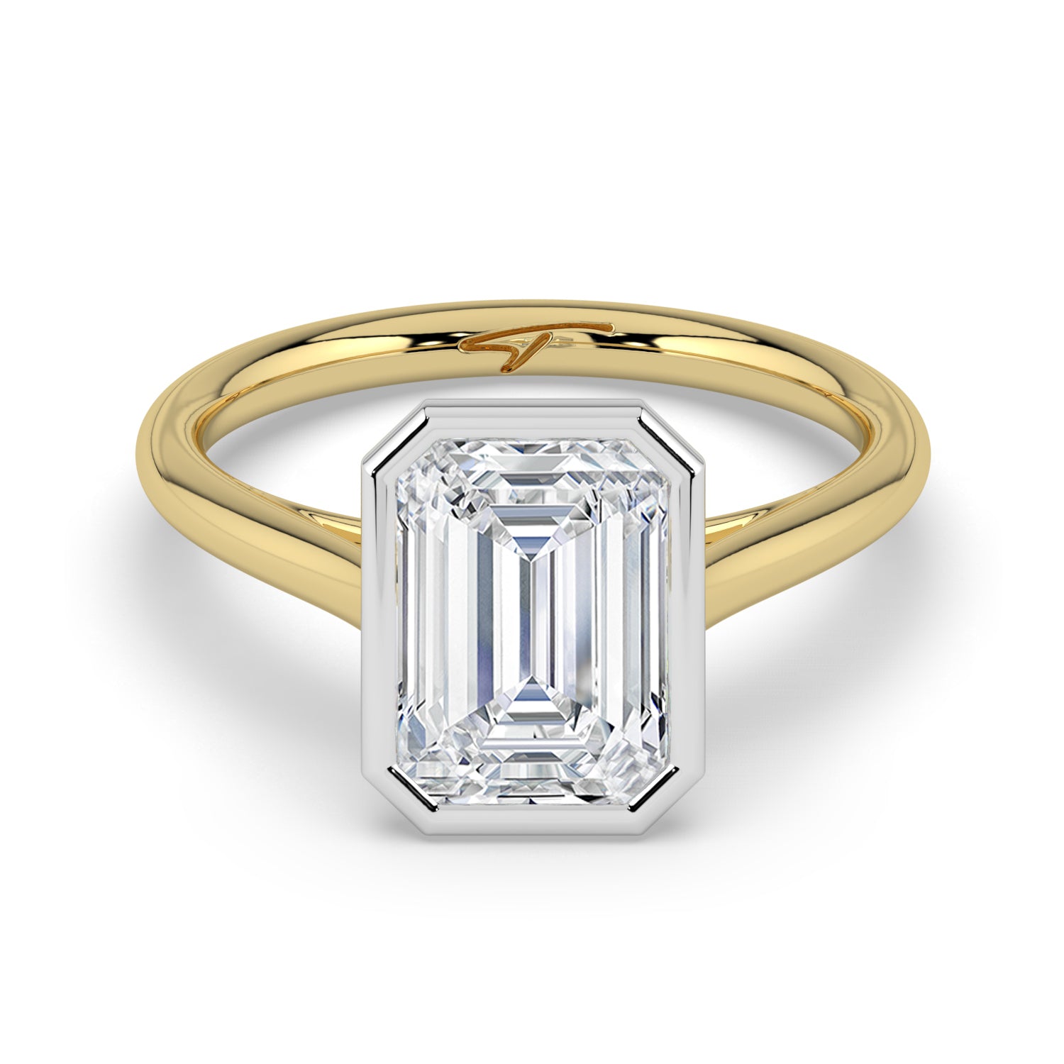 The Polaris Ring - Emerald Bezel Solitaire