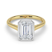 The Polaris Ring — Emerald Bezel Solitaire Lab-Grown Diamond Engagement Ring in Two-Tone Yellow and White Gold | The Jewel Concierge