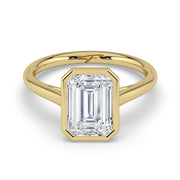 The Polaris Ring — Emerald Bezel Solitaire Lab-Grown Diamond Engagement Ring in Yellow Gold | The Jewel Concierge