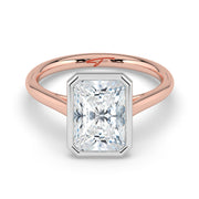 The Polaris Ring — Radiant Bezel Solitaire Lab-Grown Diamond Engagement Ring in Two-Tone Rose and White Gold | The Jewel Concierge