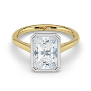 The Polaris Ring — Radiant Bezel Solitaire Lab-Grown Diamond Engagement Ring in Two-Tone Yellow and White Gold | The Jewel Concierge
