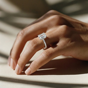The Cara Ring — Emerald Cathedral with Hidden Halo & Pavé Band Lab-Grown Diamond Engagement Ring | The Jewel Concierge