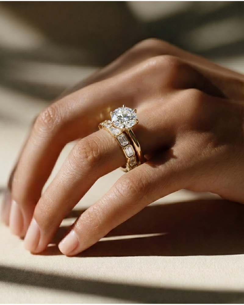 The Celeste Ring - 6 Claw Round Solitaire with Hidden Halo
