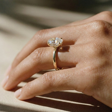 The Celeste Ring - Oval Solitaire with Hidden Halo