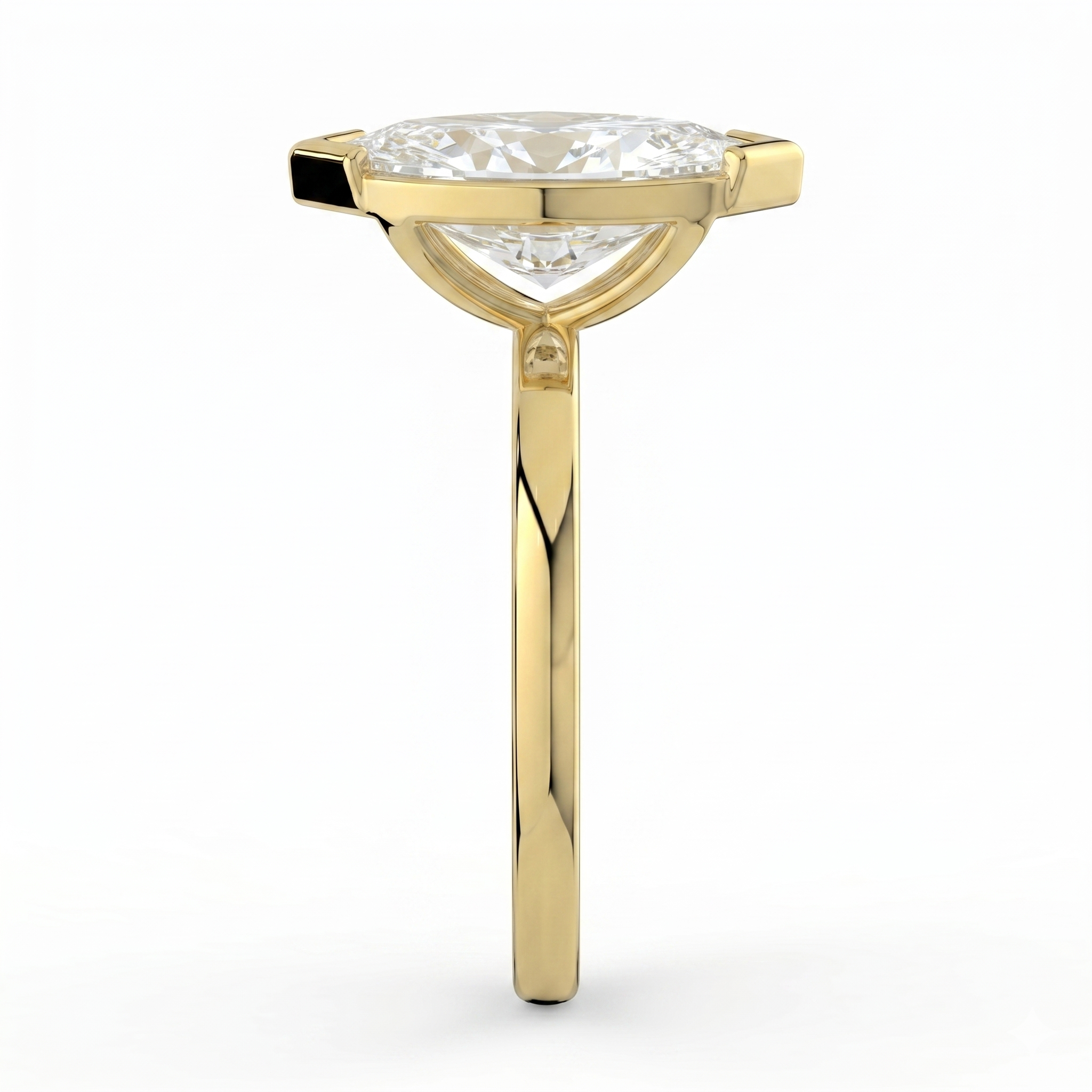 The Celine Ring – Marquise Half Bezel Solitaire in 18K Yellow Gold – The Jewel Concierge