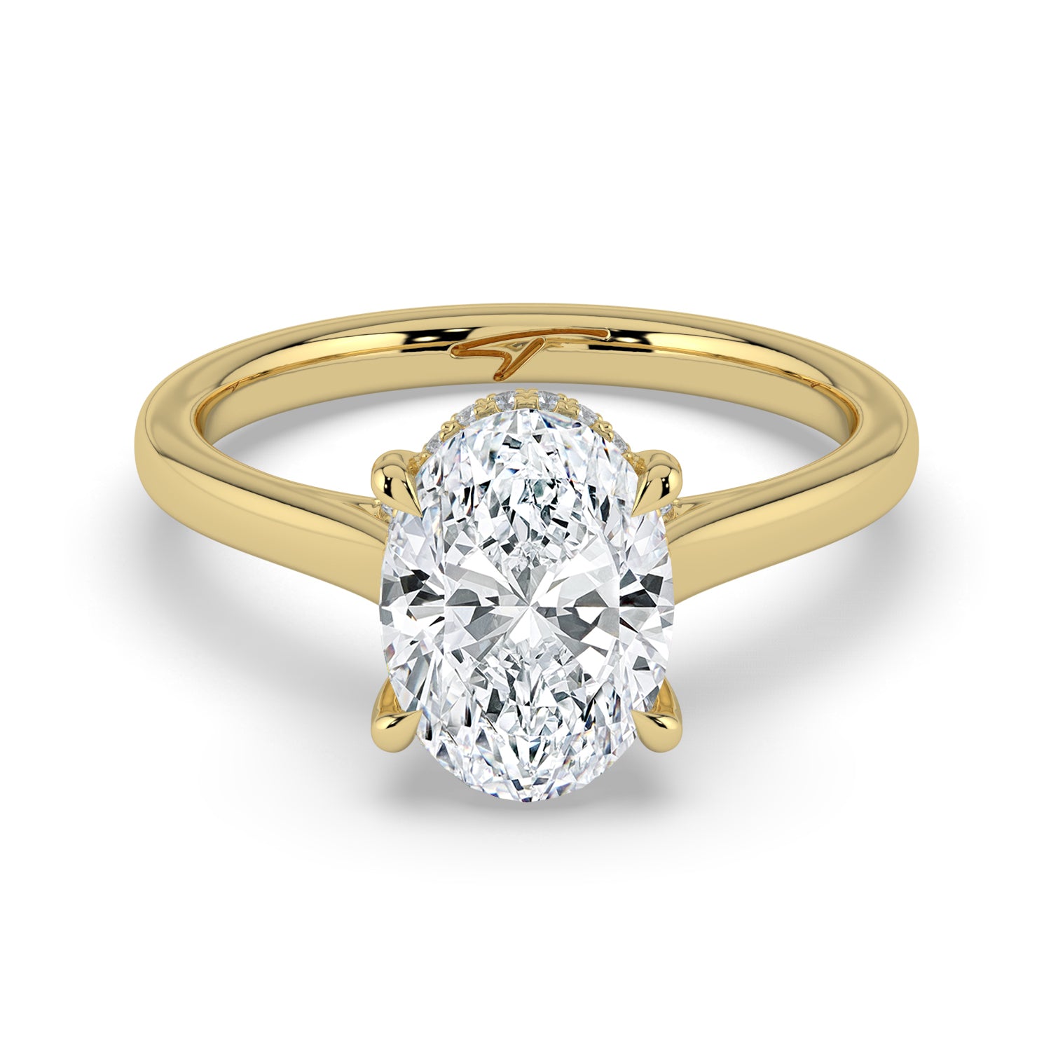 The Aquila Ring - Oval Cathedral with Hidden Halo & Pavé Bridge
