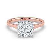 The Aquila Ring — Cushion Cathedral with Hidden Halo & Pavé Bridge Lab-Grown Diamond Engagement Ring in Two-Tone Rose and White Gold | The Jewel Concierge