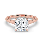 The Aquila Ring — Cushion Cathedral with Hidden Halo & Pavé Bridge Lab-Grown Diamond Engagement Ring in Rose Gold | The Jewel Concierge