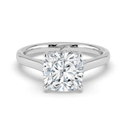 The Aquila Ring — Cushion Cathedral with Hidden Halo & Pavé Bridge Lab-Grown Diamond Engagement Ring in White Gold | The Jewel Concierge