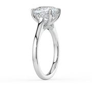 The Aquila Ring — Cushion Cathedral with Hidden Halo & Pavé Bridge Lab-Grown Diamond Engagement Ring in White Gold | The Jewel Concierge