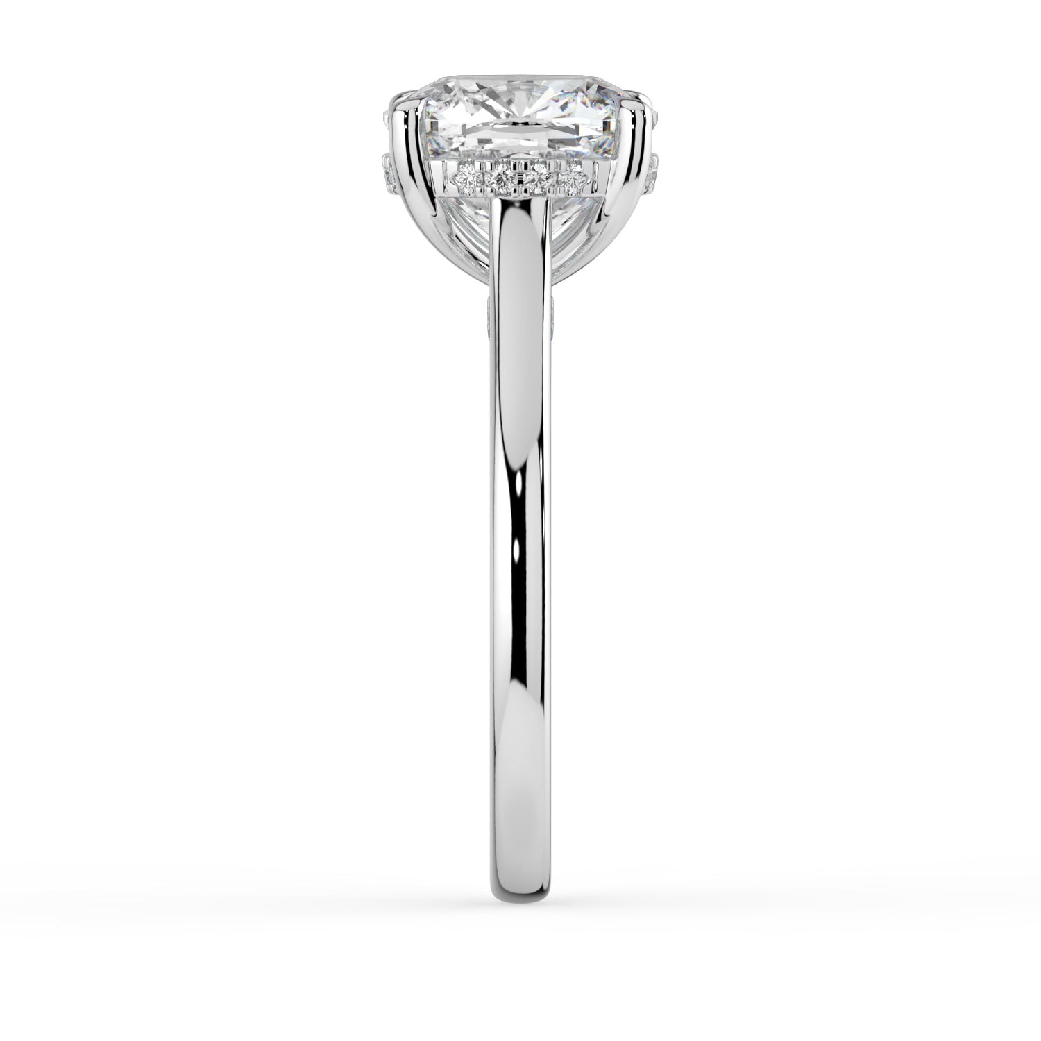 The Aquila Ring - Cushion Cathedral with Hidden Halo & Pavé Bridge