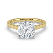 The Aquila Ring — Cushion Cathedral with Hidden Halo & Pavé Bridge Lab-Grown Diamond Engagement Ring in Two-Tone Yellow and White Gold | The Jewel Concierge