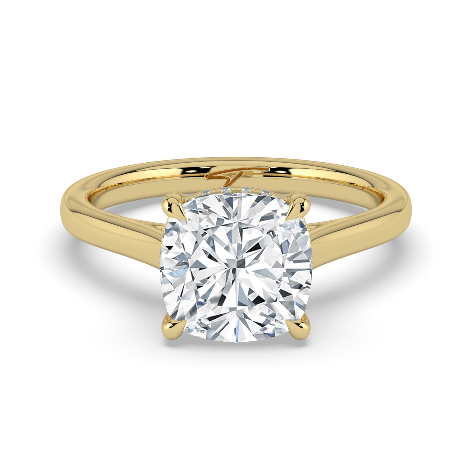 The Aquila Ring - Cushion Cathedral with Hidden Halo & Pavé Bridge