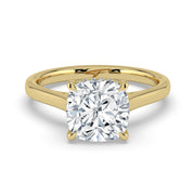 The Aquila Ring — Cushion Cathedral with Hidden Halo & Pavé Bridge Lab-Grown Diamond Engagement Ring in Yellow Gold | The Jewel Concierge