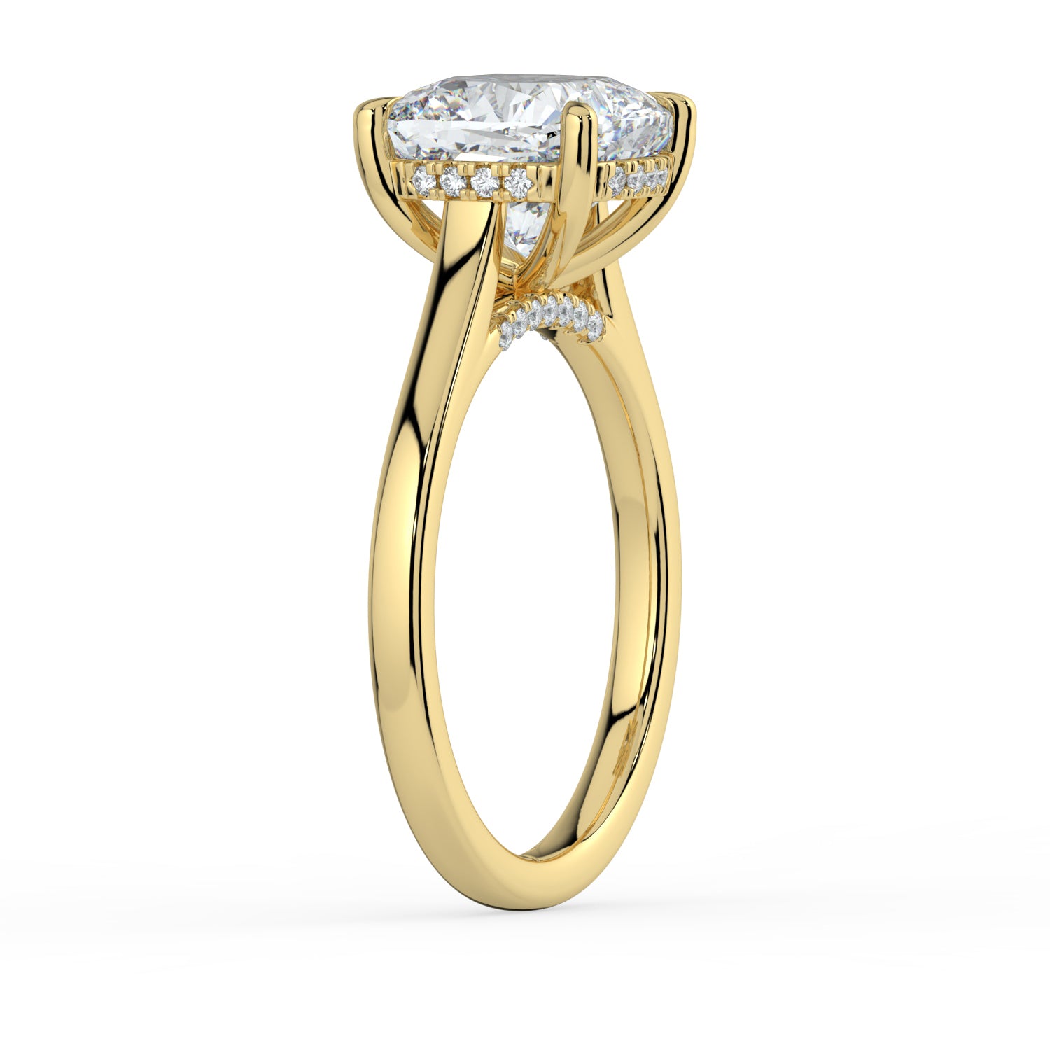 The Aquila Ring - Cushion Cathedral with Hidden Halo & Pavé Bridge