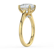 The Aquila Ring — Cushion Cathedral with Hidden Halo & Pavé Bridge Lab-Grown Diamond Engagement Ring in Yellow Gold | The Jewel Concierge