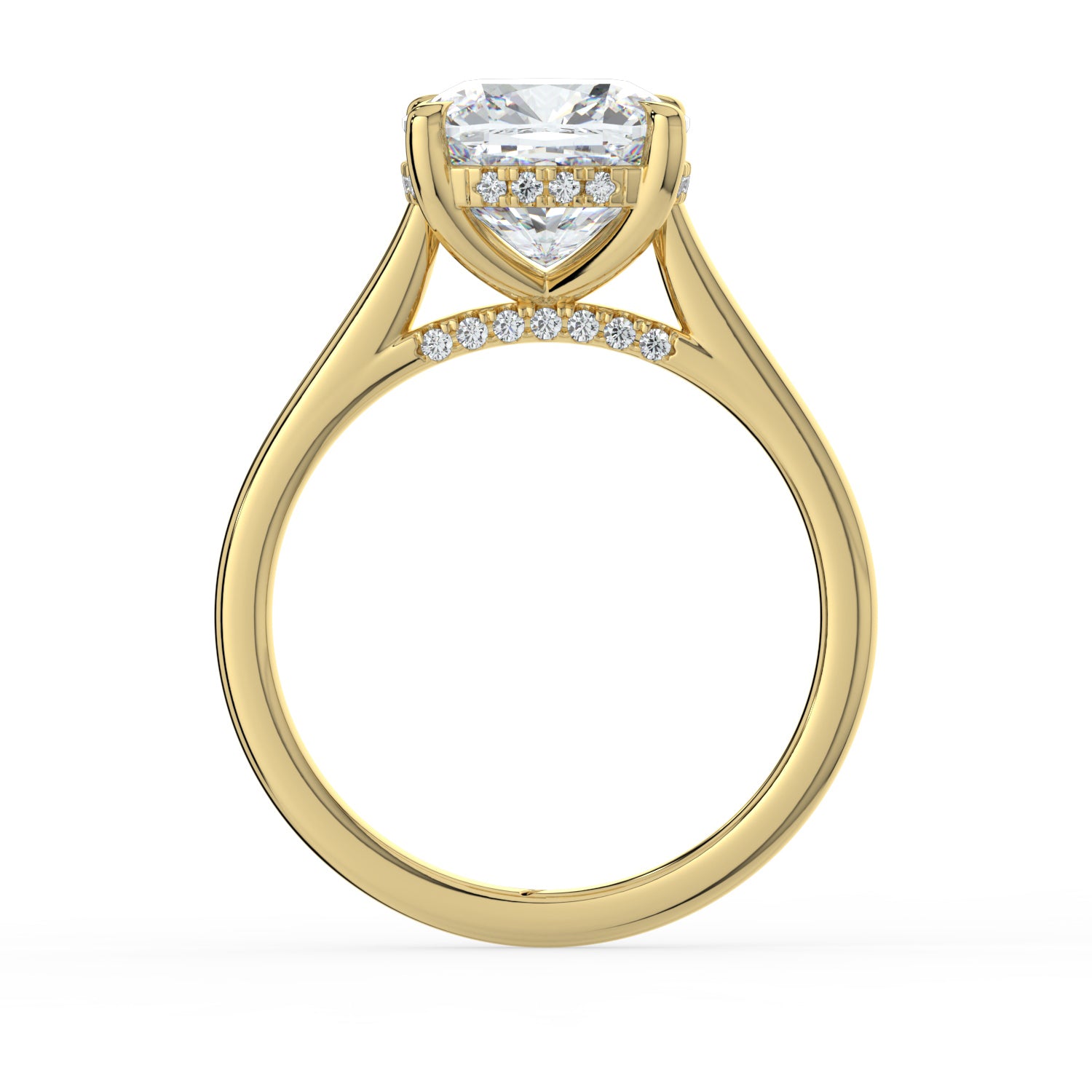 The Aquila Ring - Cushion Cathedral with Hidden Halo & Pavé Bridge