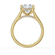 The Aquila Ring — Cushion Cathedral with Hidden Halo & Pavé Bridge Lab-Grown Diamond Engagement Ring in Yellow Gold | The Jewel Concierge