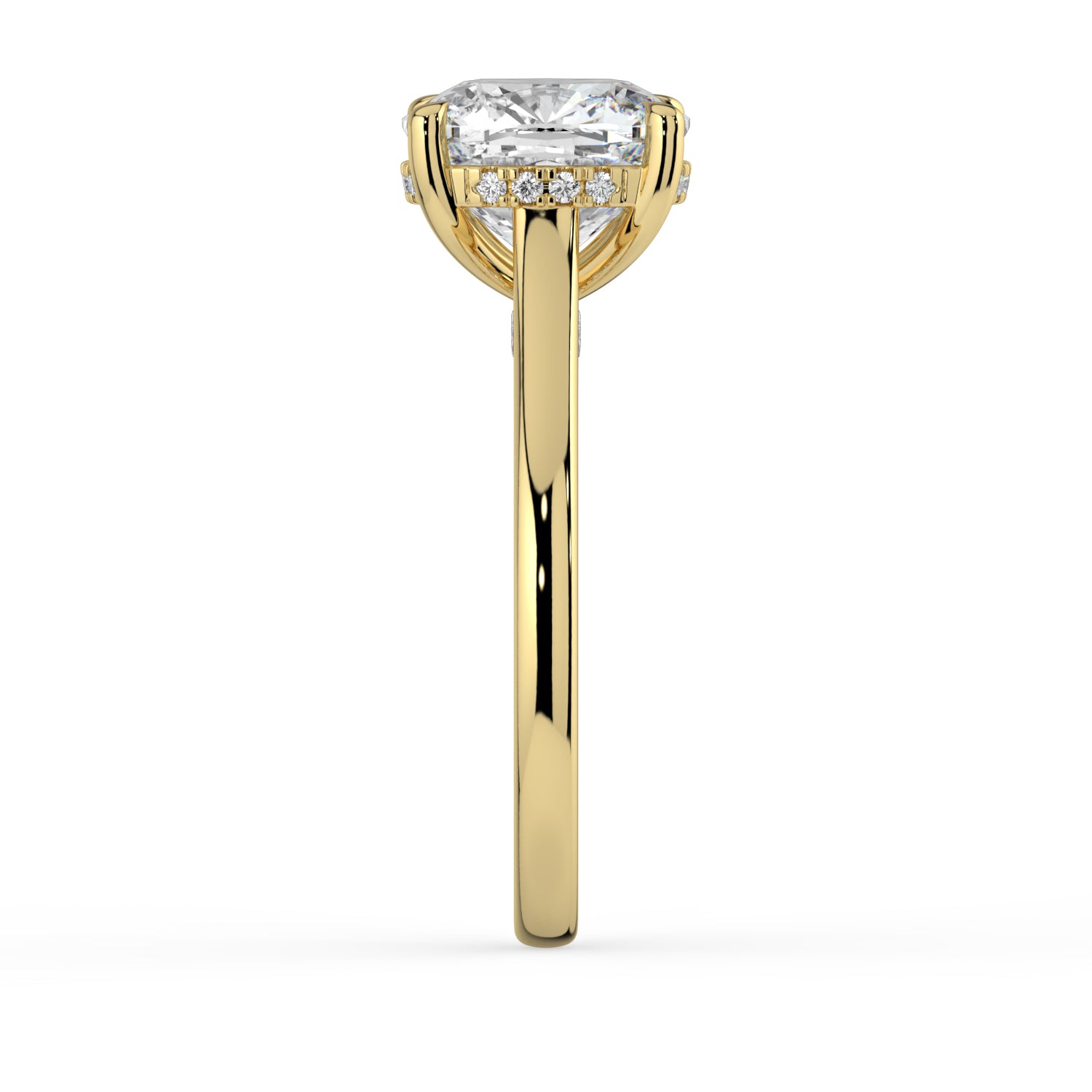 The Aquila Ring - Cushion Cathedral with Hidden Halo & Pavé Bridge