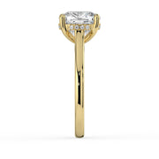 The Aquila Ring — Cushion Cathedral with Hidden Halo & Pavé Bridge Lab-Grown Diamond Engagement Ring in Yellow Gold | The Jewel Concierge