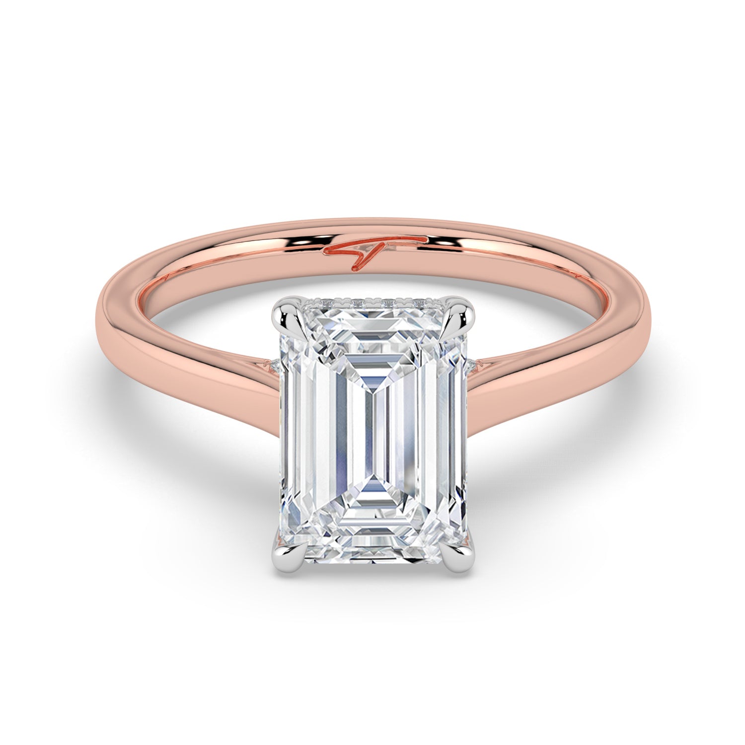 The Aquila Ring - Emerald Cathedral with Hidden Halo & Pavé Bridge