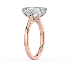 The Aquila Ring - Emerald Cathedral with Hidden Halo & Pavé Bridge