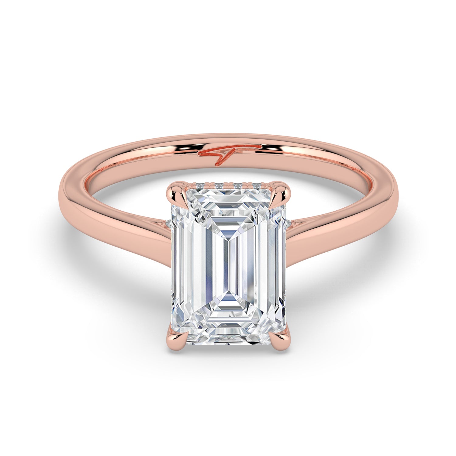 The Aquila Ring - Emerald Cathedral with Hidden Halo & Pavé Bridge