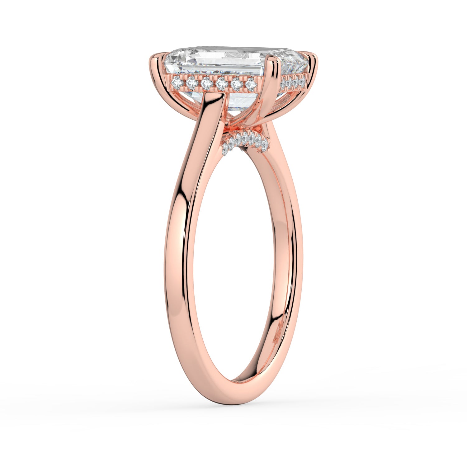 The Aquila Ring - Emerald Cathedral with Hidden Halo & Pavé Bridge
