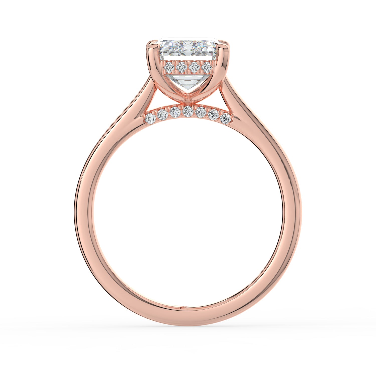 The Aquila Ring - Emerald Cathedral with Hidden Halo & Pavé Bridge