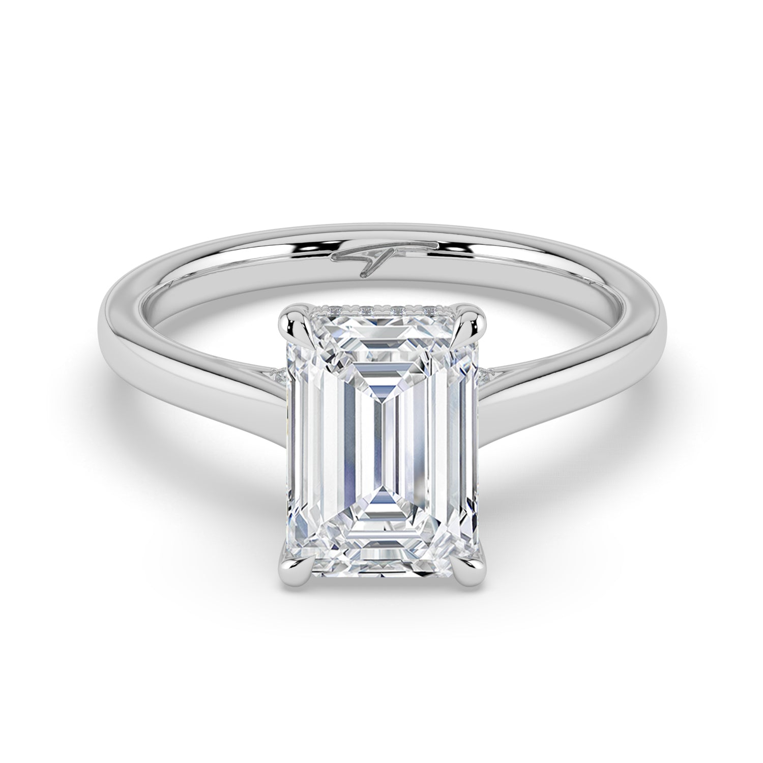 The Aquila Ring - Emerald Cathedral with Hidden Halo & Pavé Bridge