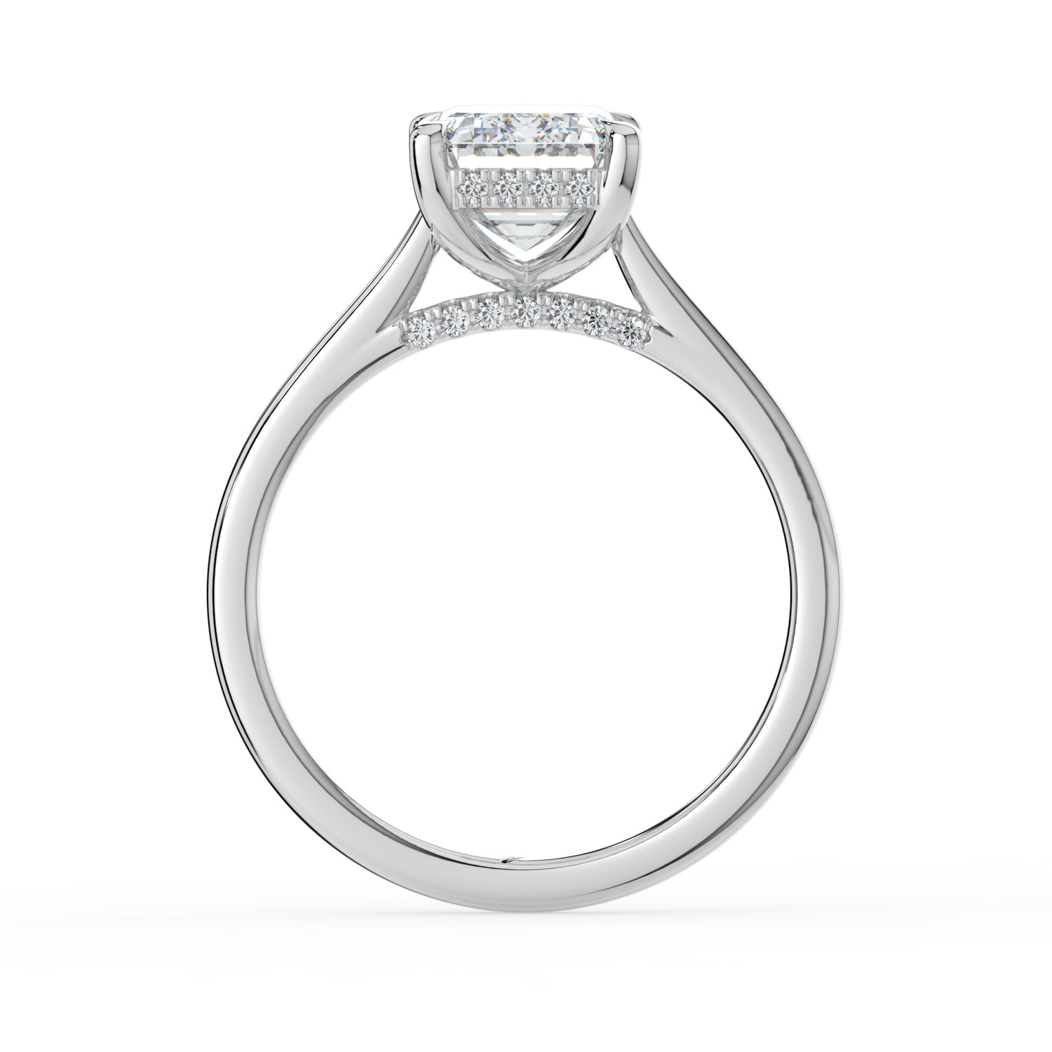 The Aquila Ring - Emerald Cathedral with Hidden Halo & Pavé Bridge