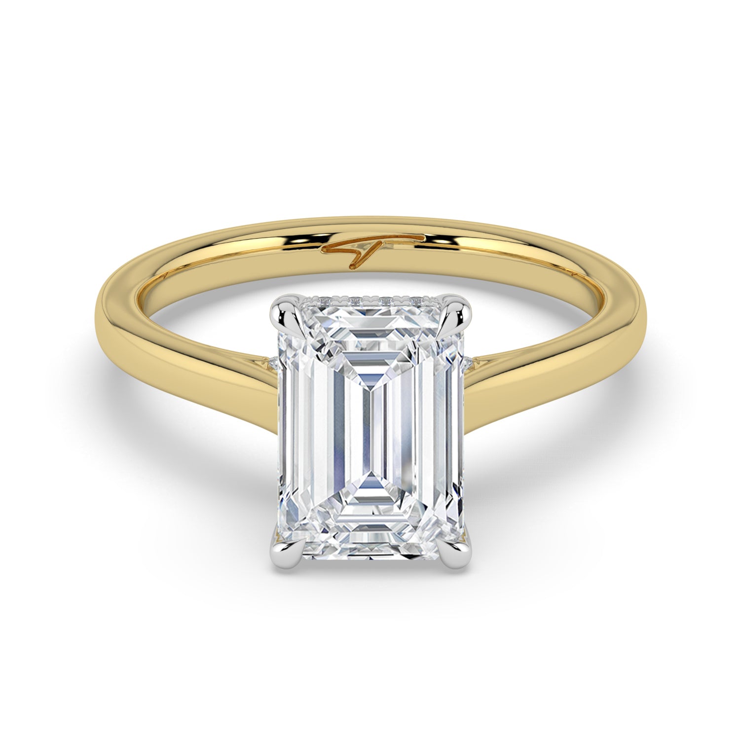 The Aquila Ring - Emerald Cathedral with Hidden Halo & Pavé Bridge