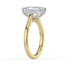 The Aquila Ring - Emerald Cathedral with Hidden Halo & Pavé Bridge