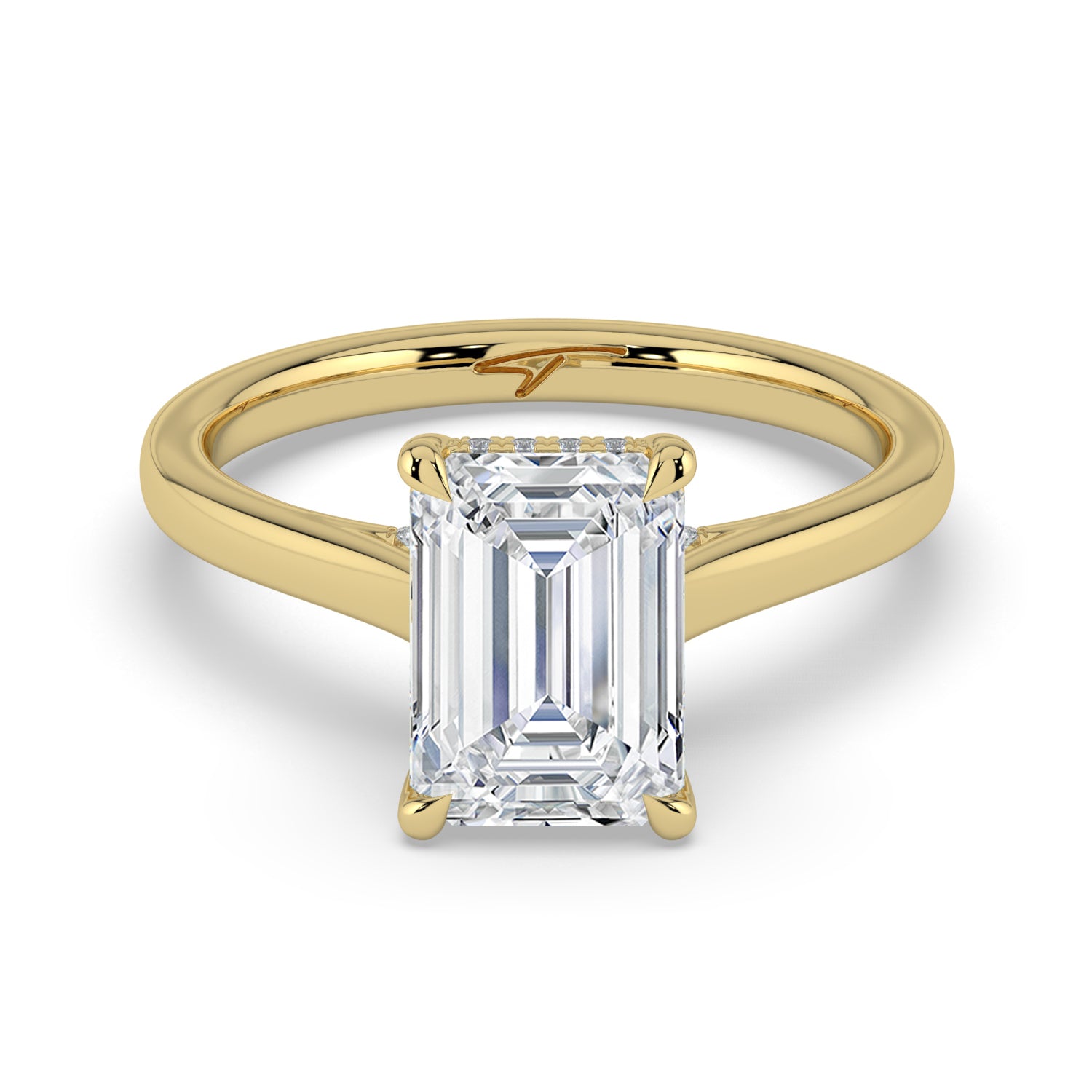 The Aquila Ring - Emerald Cathedral with Hidden Halo & Pavé Bridge