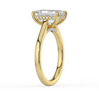 The Aquila Ring - Emerald Cathedral with Hidden Halo & Pavé Bridge