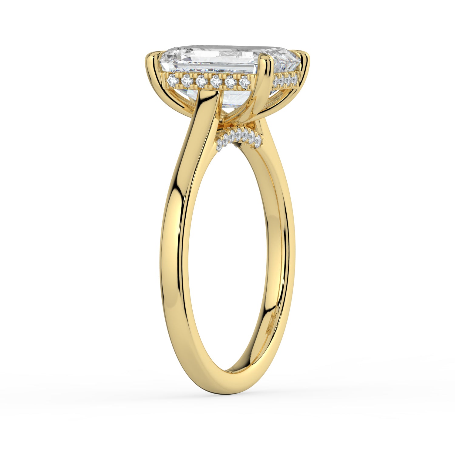 The Aquila Ring - Emerald Cathedral with Hidden Halo & Pavé Bridge
