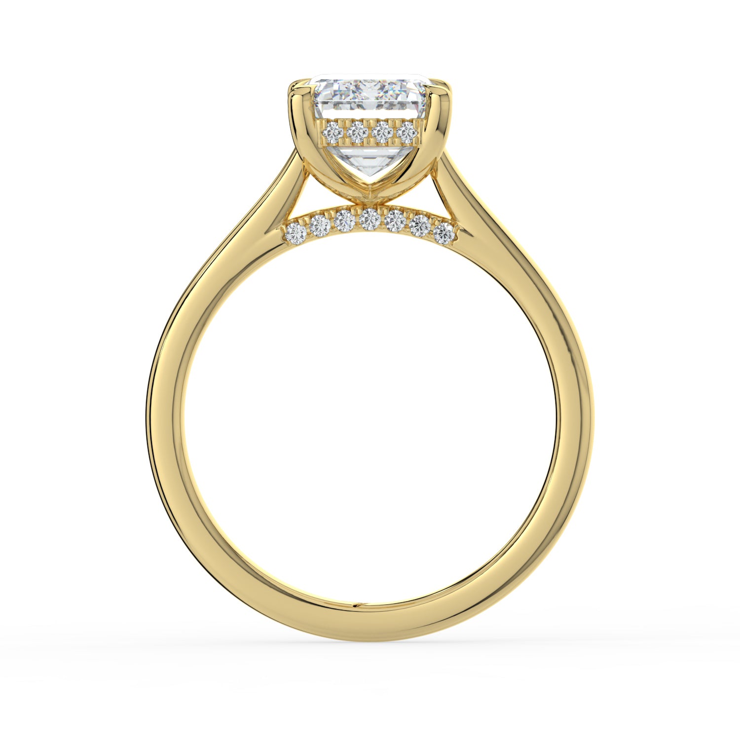 The Aquila Ring - Emerald Cathedral with Hidden Halo & Pavé Bridge