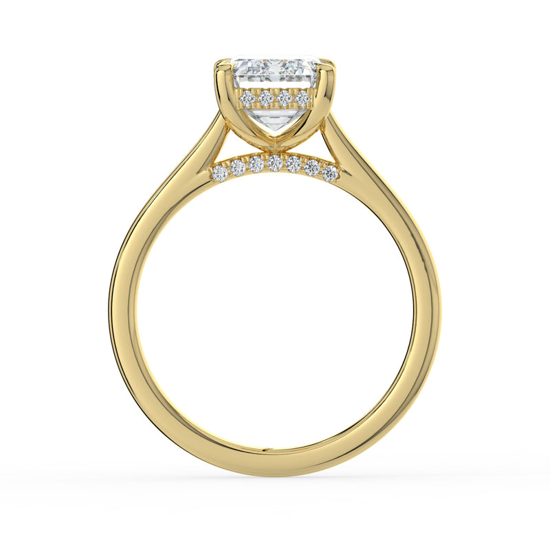 The Aquila Ring - Emerald Cathedral with Hidden Halo & Pavé Bridge