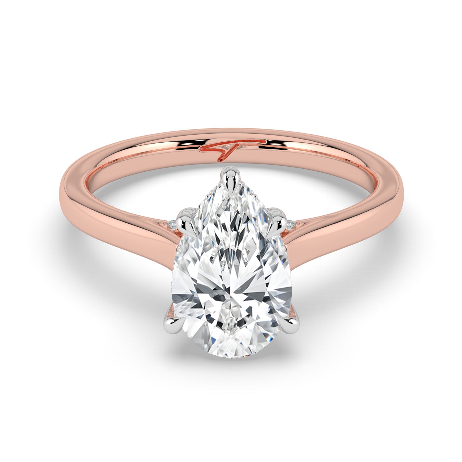 The Aquila Ring - Pear Cathedral with Hidden Halo & Pavé Bridge