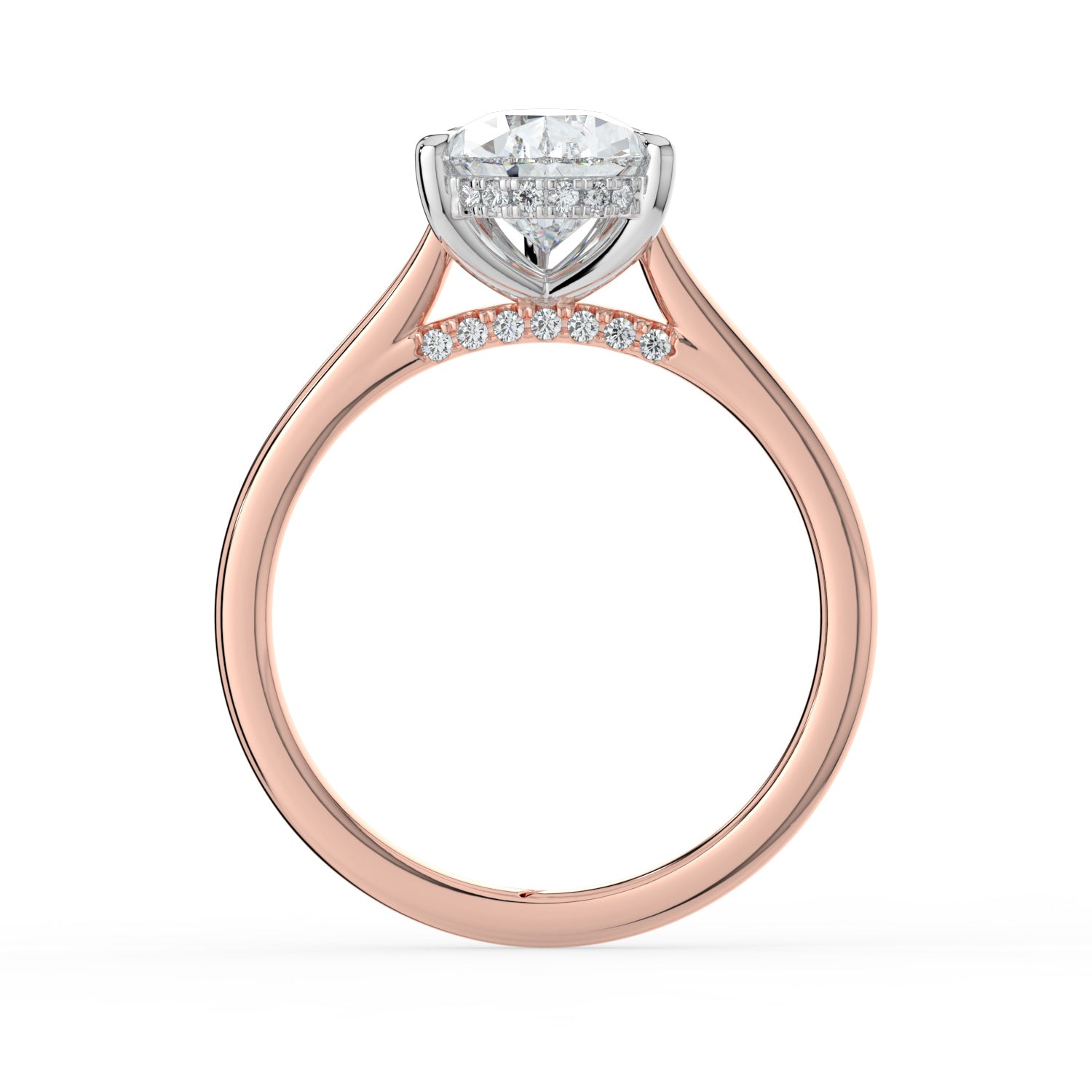 The Aquila Ring - Pear Cathedral with Hidden Halo & Pavé Bridge