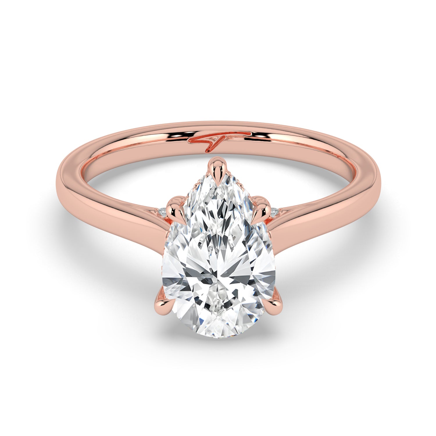The Aquila Ring - Pear Cathedral with Hidden Halo & Pavé Bridge