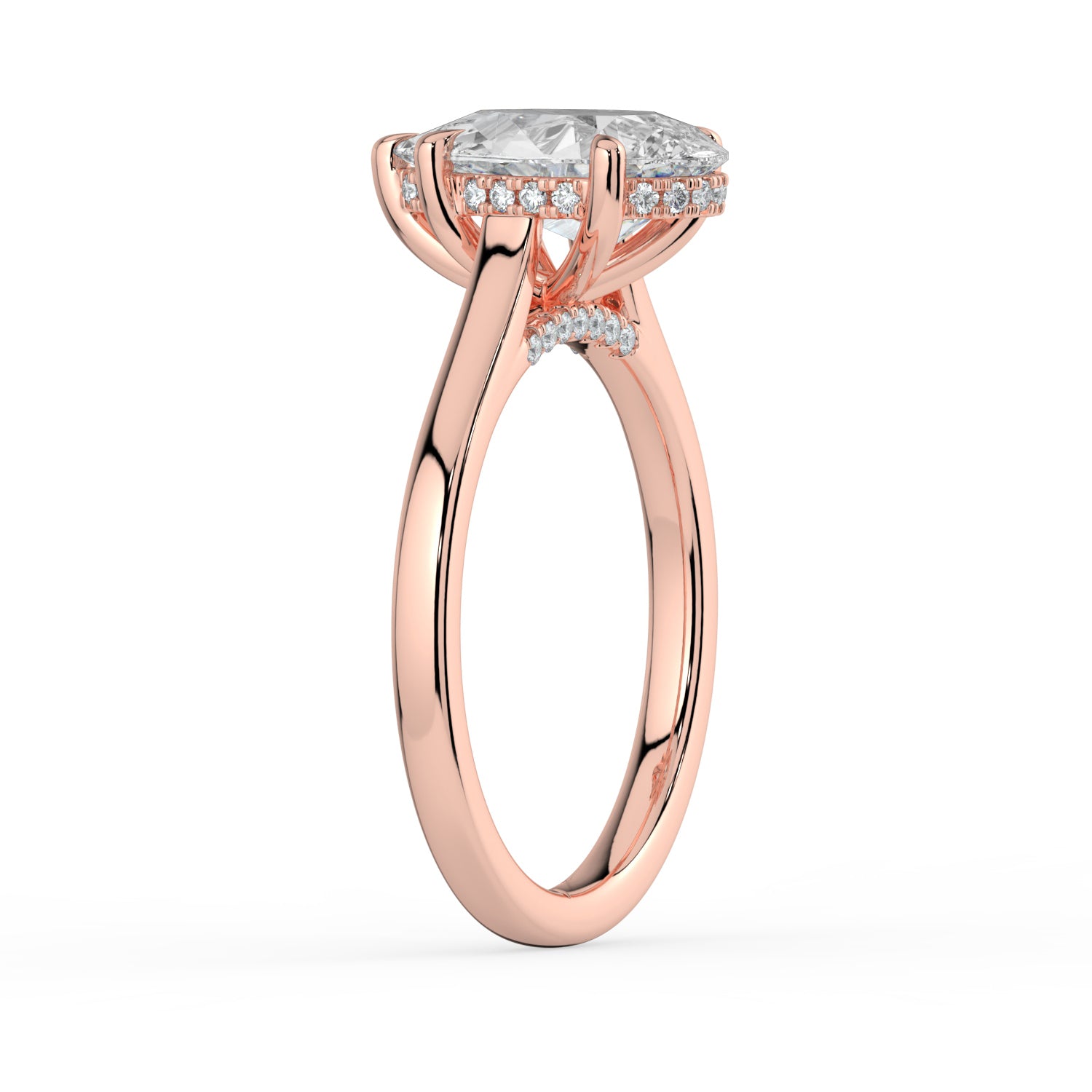 The Aquila Ring - Pear Cathedral with Hidden Halo & Pavé Bridge
