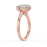 The Aquila Ring — Pear Cathedral with Hidden Halo & Pavé Bridge Lab-Grown Diamond Engagement Ring in Rose Gold | The Jewel Concierge
