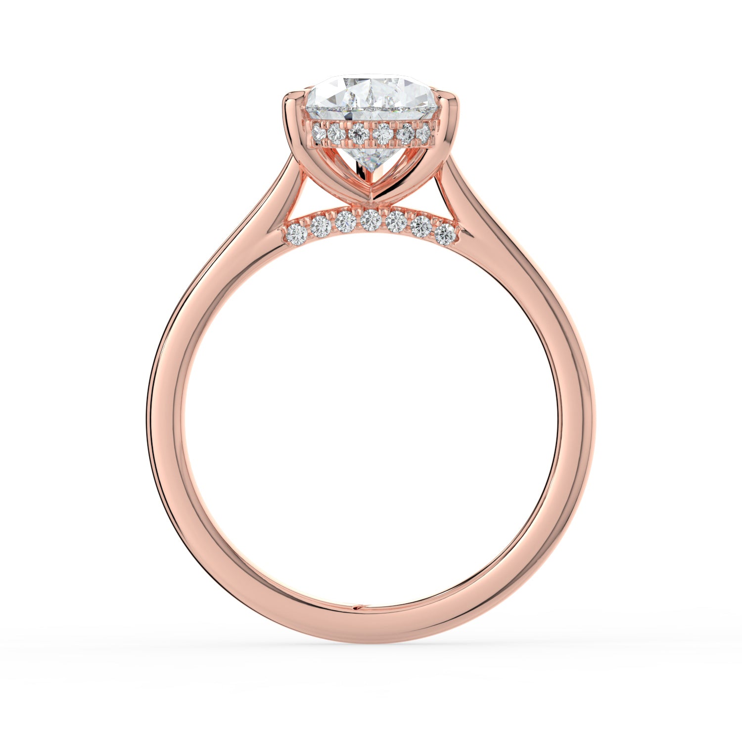The Aquila Ring - Pear Cathedral with Hidden Halo & Pavé Bridge